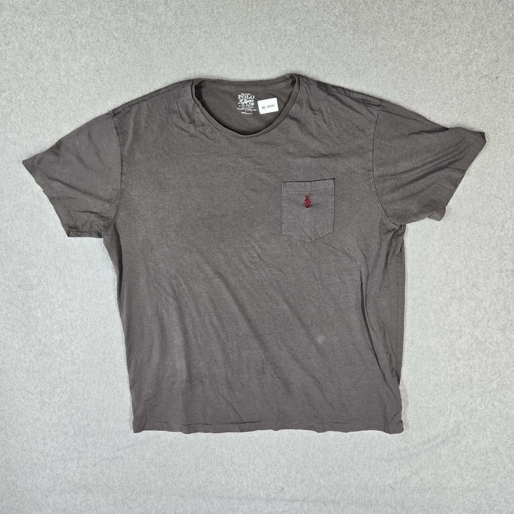 Polo Ralph Lauren Men Shirt XL Gray Embroidered Pony Pocket Short Sleeve READ